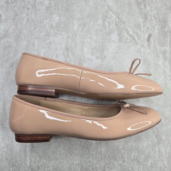 Ann Taylor Bow Ballet Flats Tan Leather Dressy Coquette Minimalist Shoe Size 6.5 - Picture 6 of 12